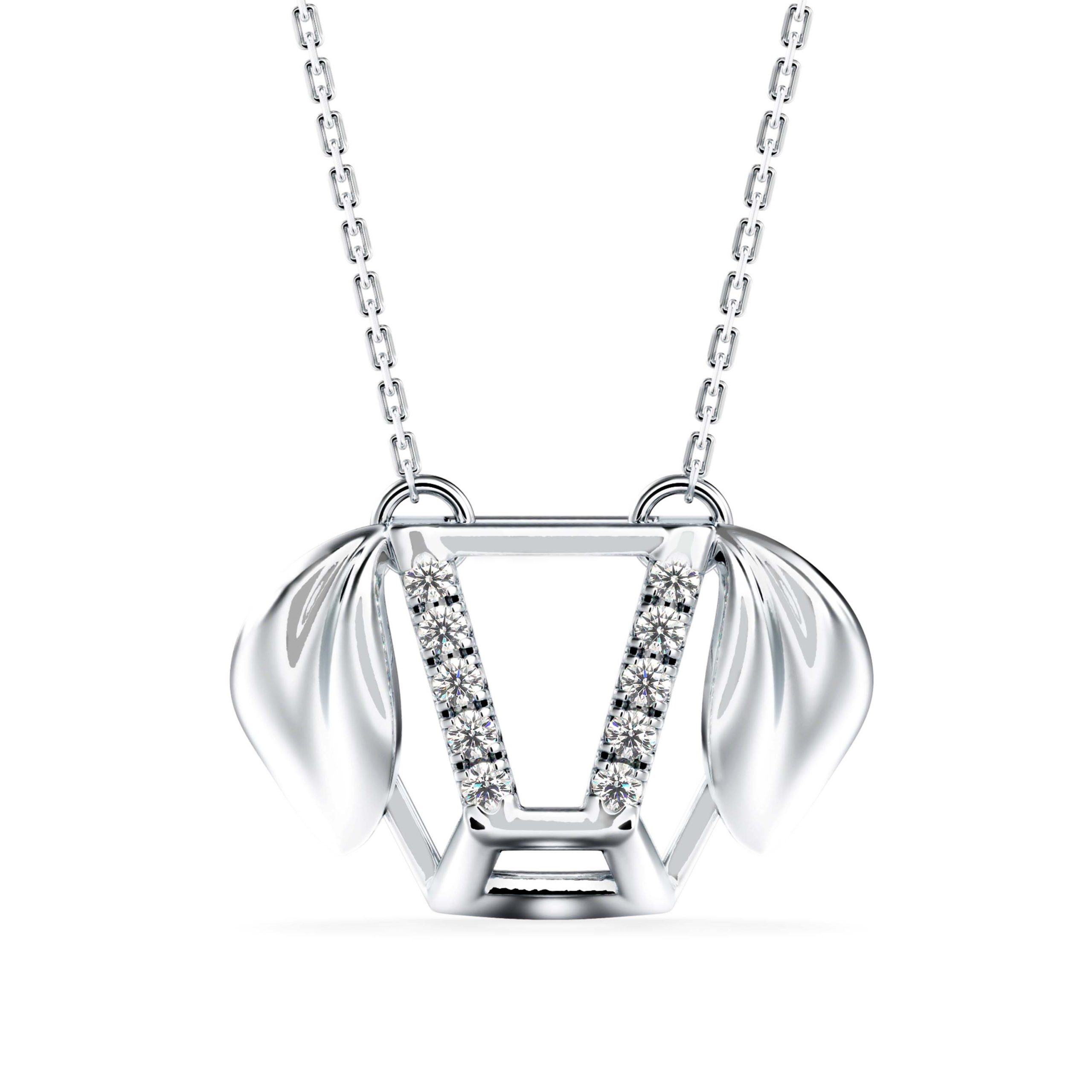 Diamond Leaf Pendant Necklace (DOC - P 1276)