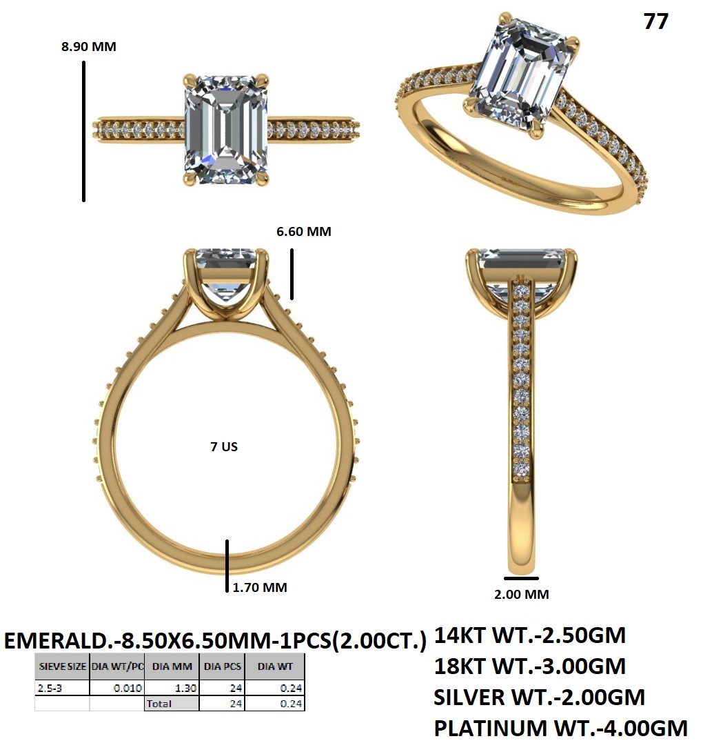 Emerald Cut Diamond Halo Ring – RC-0825-047 - Image 12