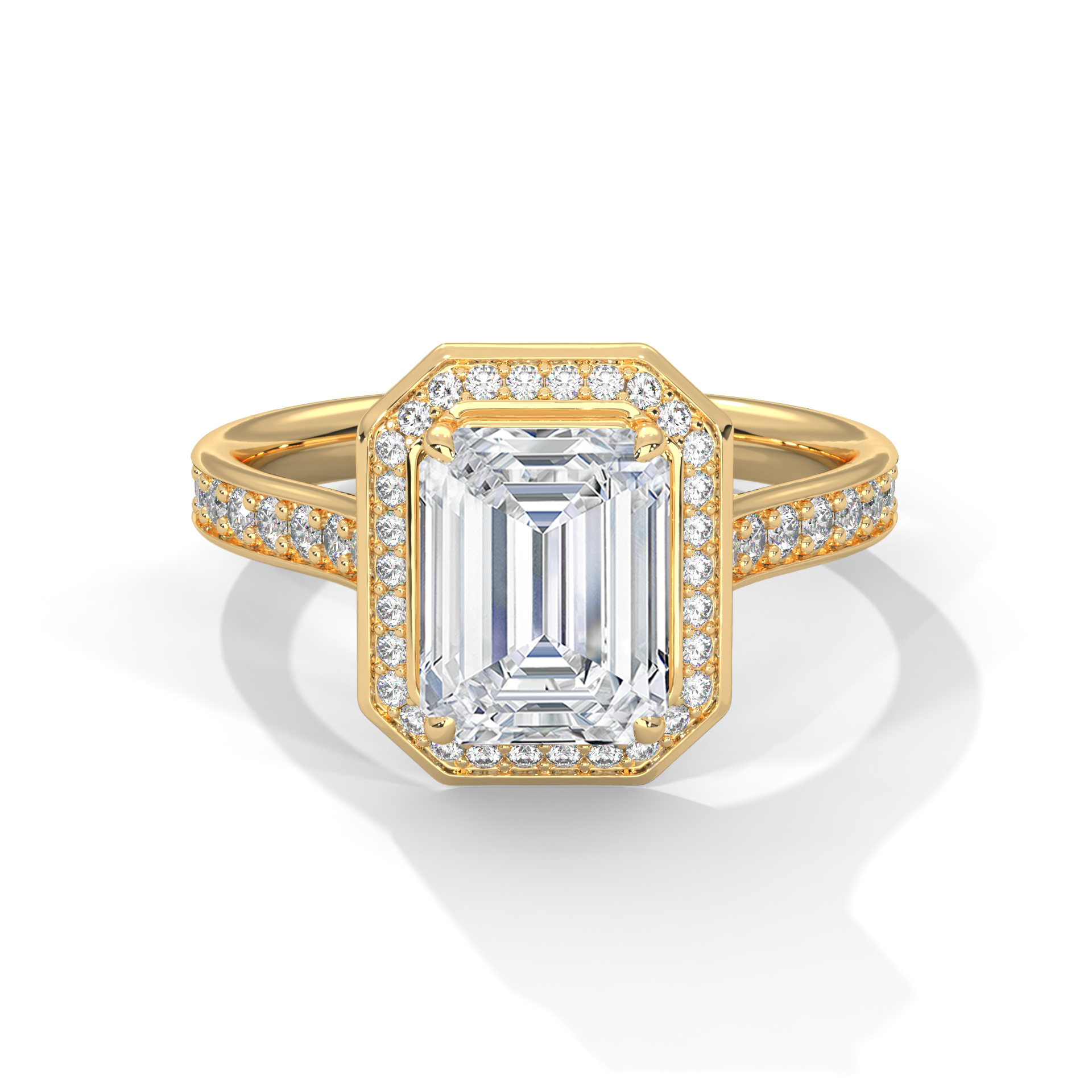 Emerald Cut Halo Diamond Ring - RC-0825-049 - Image 2