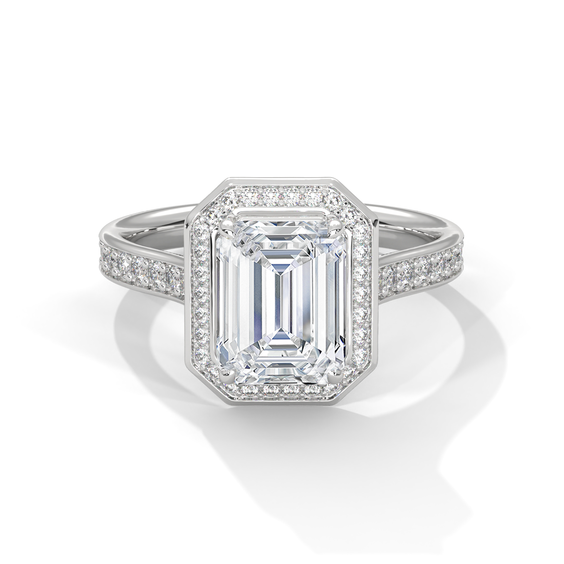 Emerald Cut Halo Diamond Ring - RC-0825-049
