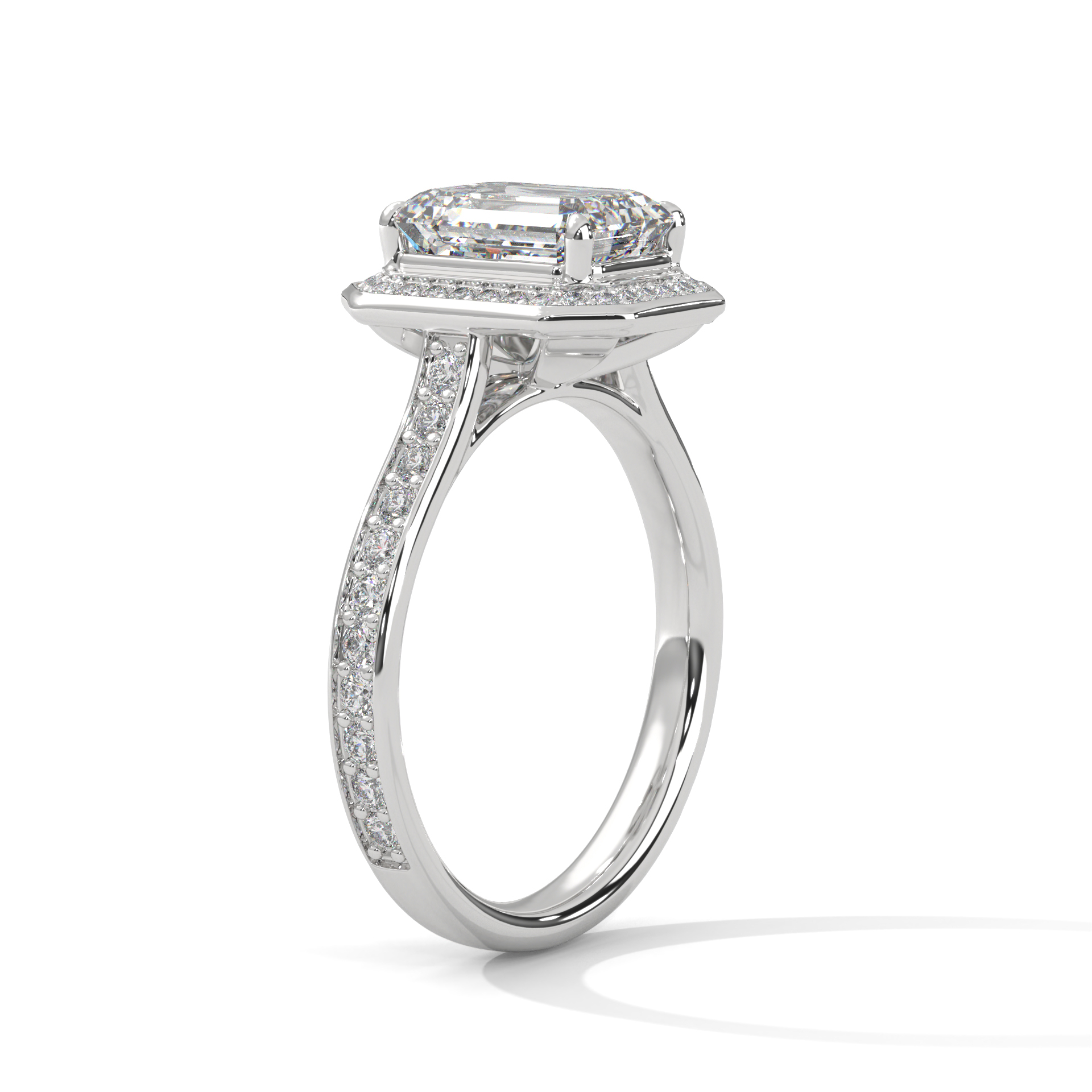 Emerald Cut Halo Diamond Ring - RC-0825-049 - Image 5