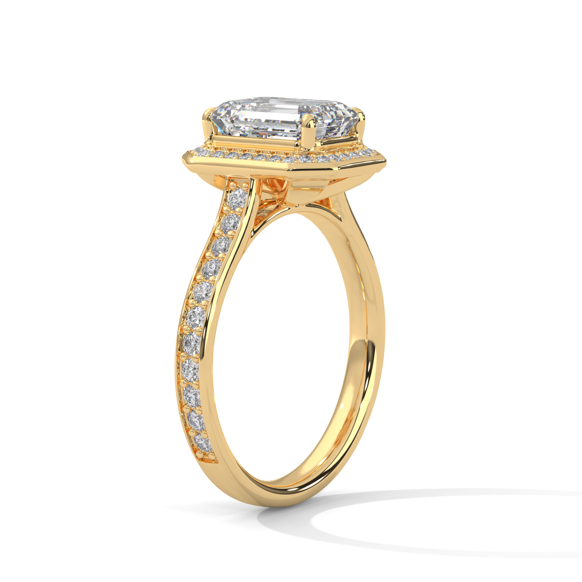 Emerald Cut Halo Diamond Ring - RC-0825-049 - Image 6