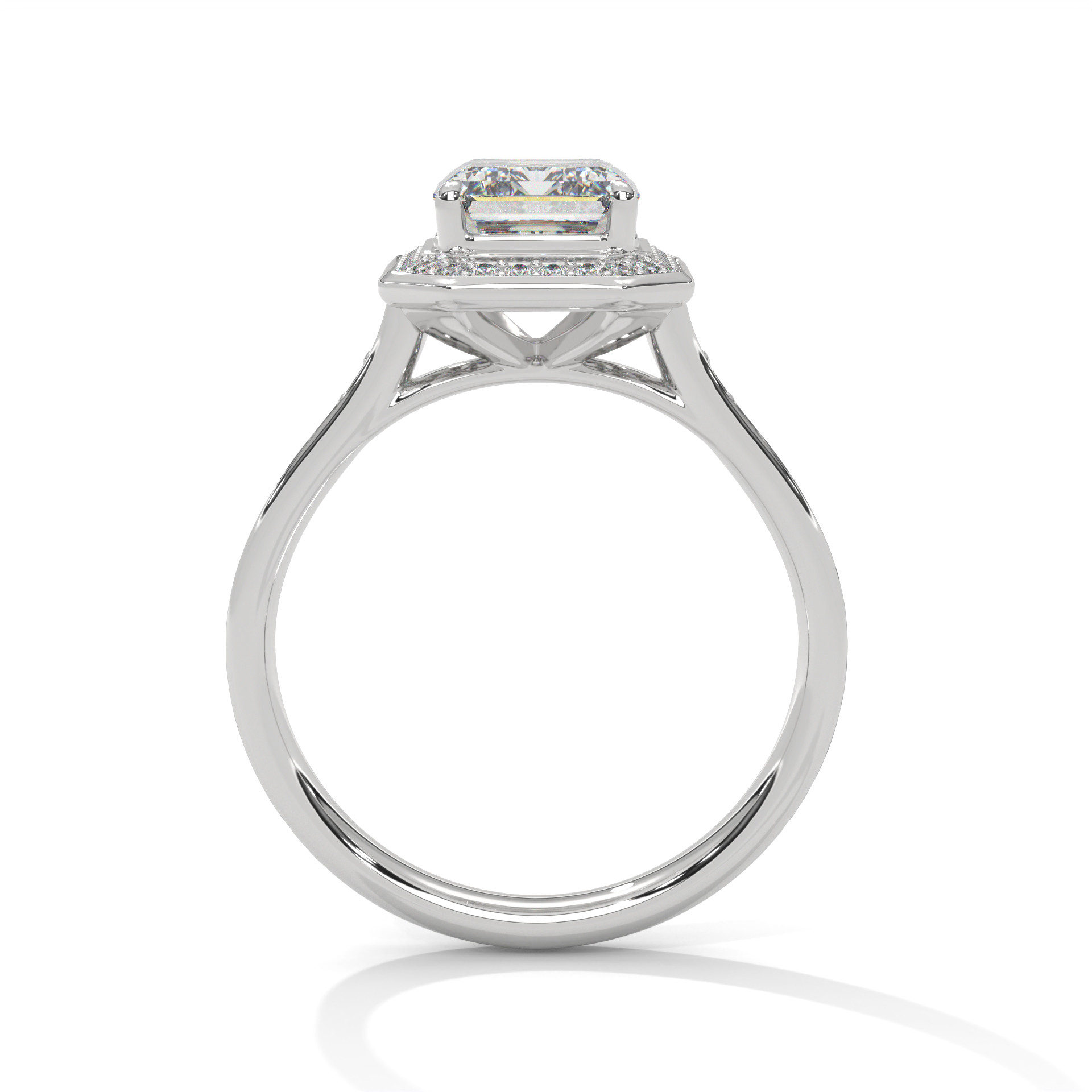 Emerald Cut Halo Diamond Ring - RC-0825-049 - Image 9